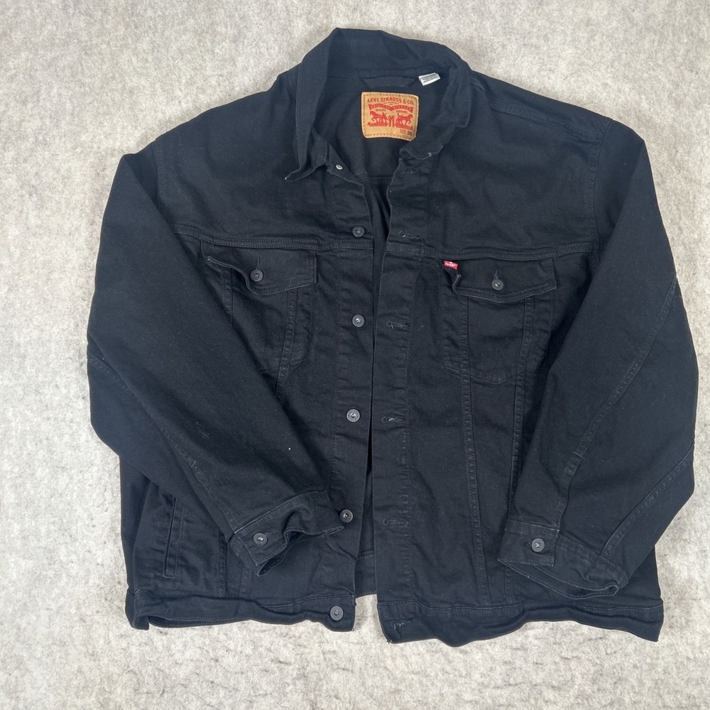 Levis Men's  5XL Denim Trucker Jacket Black Button Up